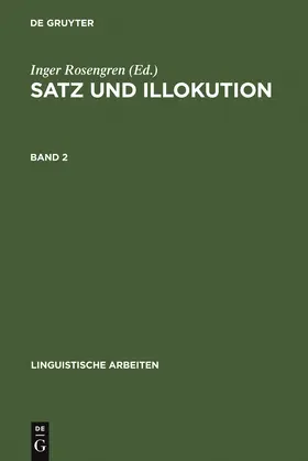 Rosengren |  Satz und Illokution | Buch |  Sack Fachmedien