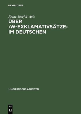 Avis |  Über ¿w-Exklamativsätze¿ im Deutschen | Buch |  Sack Fachmedien