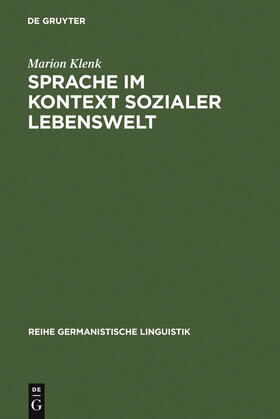 Klenk |  Sprache im Kontext sozialer Lebenswelt | Buch |  Sack Fachmedien