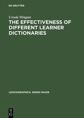 Wingate |  The Effectiveness of Different Learner Dictionaries | Buch |  Sack Fachmedien