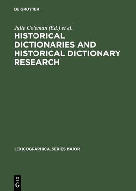 McDermott / Coleman |  Historical Dictionaries and Historical Dictionary Research | Buch |  Sack Fachmedien