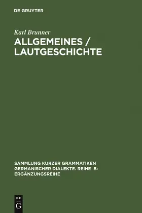 Brunner |  Allgemeines / Lautgeschichte | Buch |  Sack Fachmedien