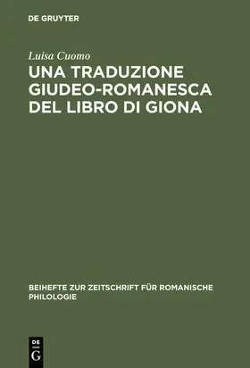 Cuomo |  Una traduzione giudeo-romanesca del libro di Giona | Buch |  Sack Fachmedien