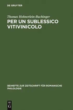 Hohnerlein-Buchinger |  Per un sublessico vitivinicolo | Buch |  Sack Fachmedien