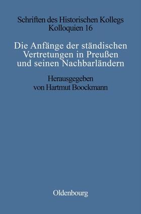 Bookmann |  Die Anfänge der ständischen Vertretungen in Preußen und seinen Nachbarländern | eBook | Sack Fachmedien