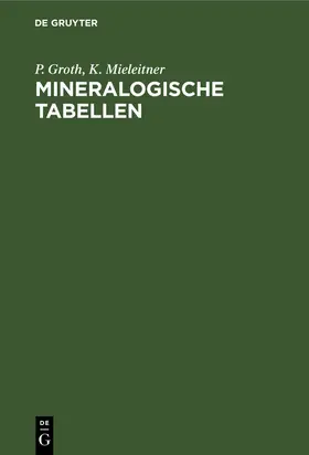 Mieleitner / Groth |  Mineralogische Tabellen | Buch |  Sack Fachmedien