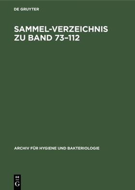 Lange |  Sammel-Verzeichnis zu Band 73¿112 | Buch |  Sack Fachmedien