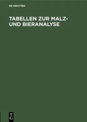 Doemens |  Tabellen zur Malz- und Bieranalyse | Buch |  Sack Fachmedien