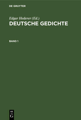 Hederer |  Deutsche Gedichte. Band 1 | Buch |  Sack Fachmedien