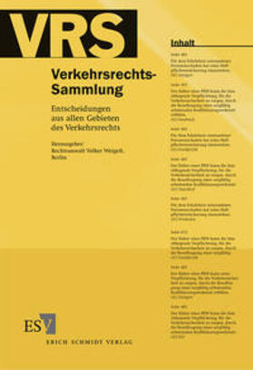 Weigelt |  Verkehrsrechts-Sammlung (VRS). Entscheidungen aus allen Gebieten des Verkehrsrechts | Buch |  Sack Fachmedien