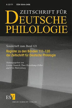 Deutsch / Reuvekamp-Felber / Wahrenburg |  Zeitschrift für deutsche Philologie | Buch |  Sack Fachmedien