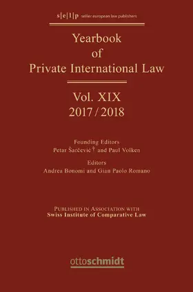 Bonomi / Romano |  Yearbook of Private International Law Vol. XIX – 2017/2018 | Buch |  Sack Fachmedien