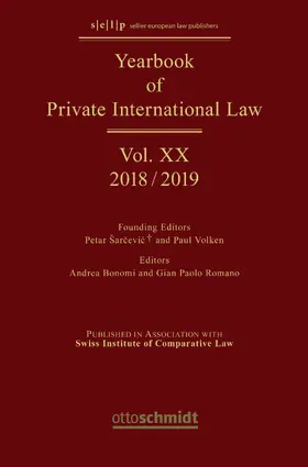 Bonomi / Romano | Yearbook of Private International Law Vol. XX – 2018/2019 | Buch | 978-3-504-08014-3 | sack.de