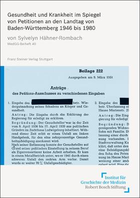 Hähner-Rombach |  Gesundheit und Krankheit im Spiegel von Petitionen an den Landtag von Baden-Württemberg 1946 bis 1980 | Buch |  Sack Fachmedien