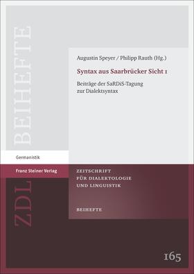 Speyer / Rauth |  Syntax aus Saarbrücker Sicht 1 | Buch |  Sack Fachmedien