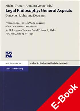 Troper / Verza |  Legal Philosophy – General Aspects. Vol. 1: Concepts, Rights and Doctrines | eBook | Sack Fachmedien