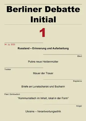 Berliner Debatte Initial e.V. |  Berliner Debatte Initial 34 (2023) 1 | Buch |  Sack Fachmedien