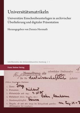 Hormuth |  Universitätsmatrikeln | Buch |  Sack Fachmedien