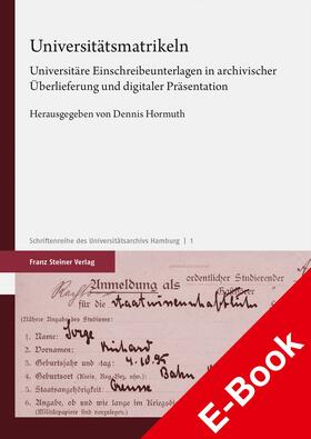 Hormuth |  Universitätsmatrikeln | eBook | Sack Fachmedien