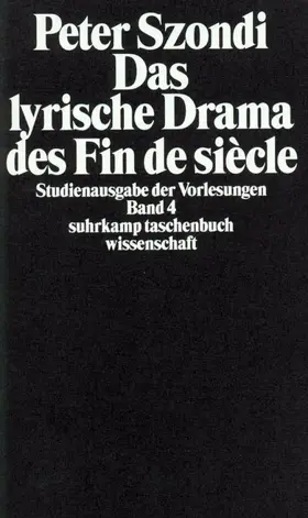 Beese / Szondi |  Das lyrische Drama des Fin de Siecle | Buch |  Sack Fachmedien