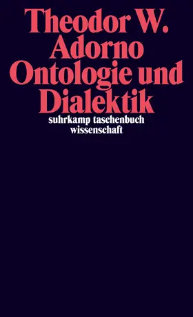 Adorno / Tiedemann |  Ontologie und Dialektik | Buch |  Sack Fachmedien