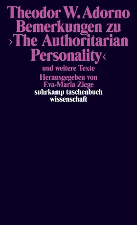 Adorno / Ziege |  Bemerkungen zu >The Authoritarian Personality< | Buch |  Sack Fachmedien