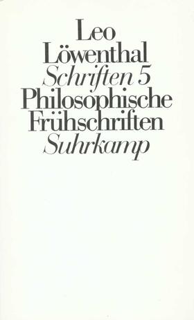 Dubiel / Löwenthal |  Schriften V (Kt). Philosophische Frühschriften | Buch |  Sack Fachmedien