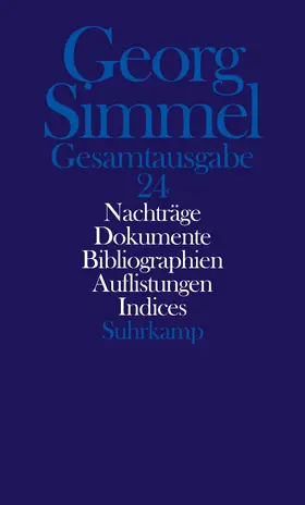 Simmel / Rammstedt |  Georg Simmel: Gesamtausgabe in 24 Bänden | Buch |  Sack Fachmedien