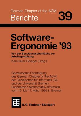Rödiger |  Software-Ergonomie ¿93 | Buch |  Sack Fachmedien