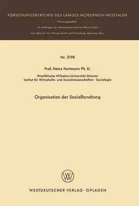 Hartmann |  Organisation der Sozialforschung | Buch |  Sack Fachmedien