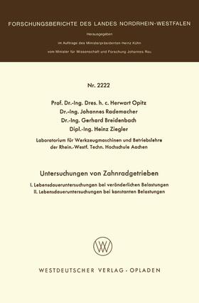 Opitz |  Untersuchungen an Zahnradgetrieben | Buch |  Sack Fachmedien