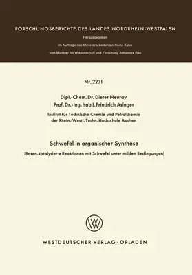 Neuray |  Schwefel in organischer Synthese | Buch |  Sack Fachmedien