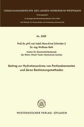 Schwiete |  Schwiete, H: Beitrag zur Hydrationswärme von Portlandzemente | Buch |  Sack Fachmedien