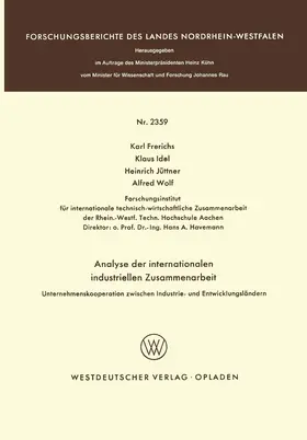 Frerichs |  Analyse der internationalen industriellen Zusammenarbeit | Buch |  Sack Fachmedien