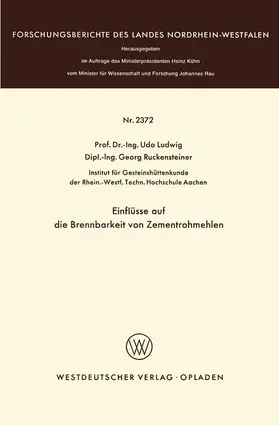 Ludwig |  Einflüsse auf die Brennbarkeit von Zementrohmehlen | Buch |  Sack Fachmedien