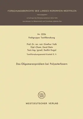 Valk |  Das Oligomerenproblem bei Polyesterfasern | Buch |  Sack Fachmedien