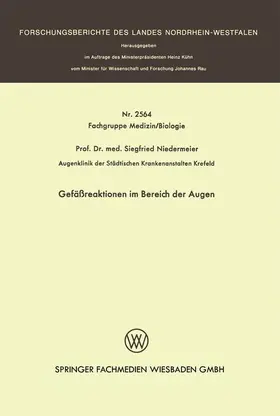 Niedermeier |  Gefäßreaktionen im Bereich der Augen | Buch |  Sack Fachmedien