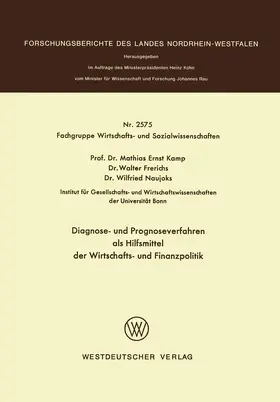 Kamp |  Diagnose- und Prognoseverfahren als Hilfsmittel der Wirtschafts- und Finanzpolitik | Buch |  Sack Fachmedien