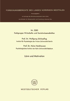 Schönpflug |  Lärm und Motivation | Buch |  Sack Fachmedien