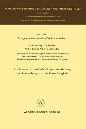 Pfeifer |  Einsatz neuer Laser-Technologien zur Messung der Abweichung von der Geradlinigkeit | Buch |  Sack Fachmedien