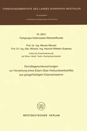 Wenzel |  Grundlagenuntersuchungen zur Herstellung eines Eisen-Glas-Verbundwerkstoffes aus gangarthaltigem Eisenschwamm | Buch |  Sack Fachmedien