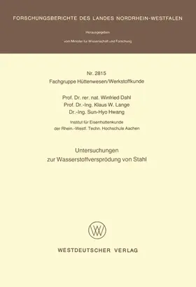 Dahl |  Untersuchungen zur Wasserstoffversprödung von Stahl | Buch |  Sack Fachmedien