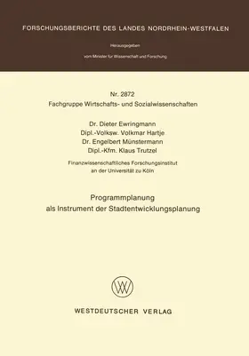 Ewringmann |  Programmplanung als Instrument der Stadtentwicklungsplanung | Buch |  Sack Fachmedien