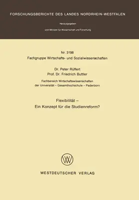 Rüffert |  Flexibilität ¿ Ein Konzept für die Studienreform? | Buch |  Sack Fachmedien