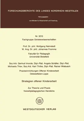 Nahrstedt |  Strategien offener Kinderarbeit | Buch |  Sack Fachmedien