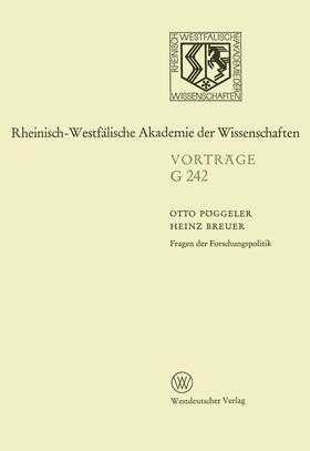 Pöggeler |  Pöggeler, O: Fragen der Forschungspolitik | Buch |  Sack Fachmedien