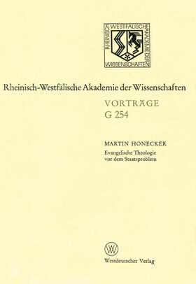 Honecker |  Evangelische Theologie vor dem Staatsproblem | Buch |  Sack Fachmedien