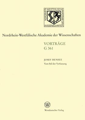 Isensee |  Isensee, J: Vom Stil der Verfassung | Buch |  Sack Fachmedien