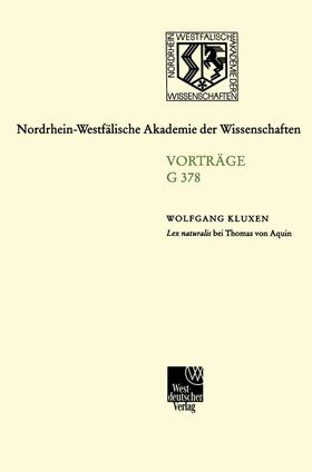 Kluxen |  Kluxen, W: Lex naturalis bei Thomas von Aquin | Buch |  Sack Fachmedien