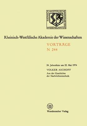 Aschoff |  Aschoff, V: Aus der Geschichte der Nachrichtentechnik | Buch |  Sack Fachmedien